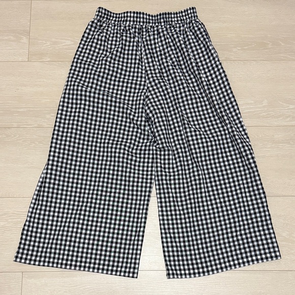 Lomon Black and White Checkered Cropped Wide Leg Pants - Picture 2 of 7